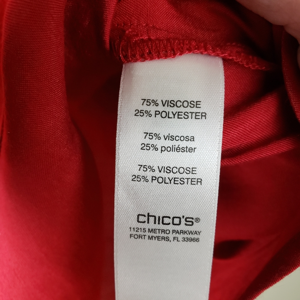 Chicos Shiny Red Blouse - Picture 2 of 5